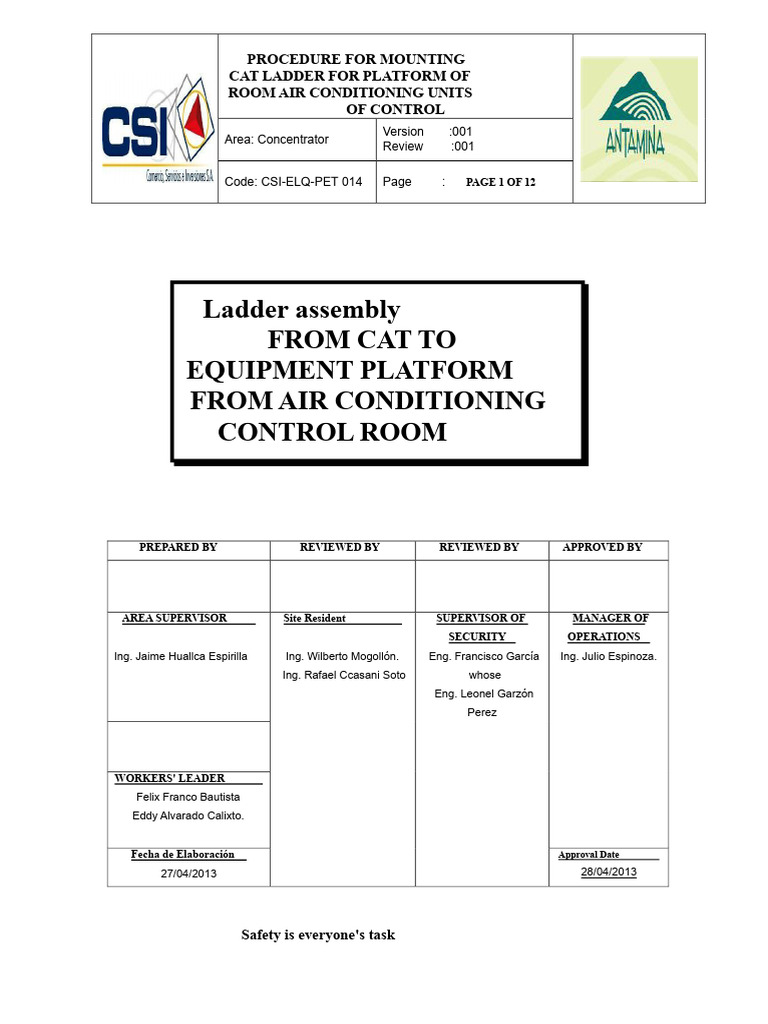 Procedure For Cat Ladder | PDF | Personal Protective Equipment ...