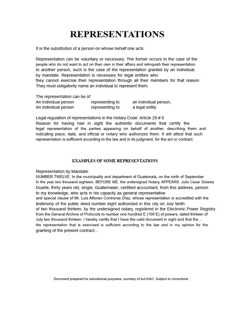 Understanding Legal Representation Types | PDF | Guatemala | Notary Public