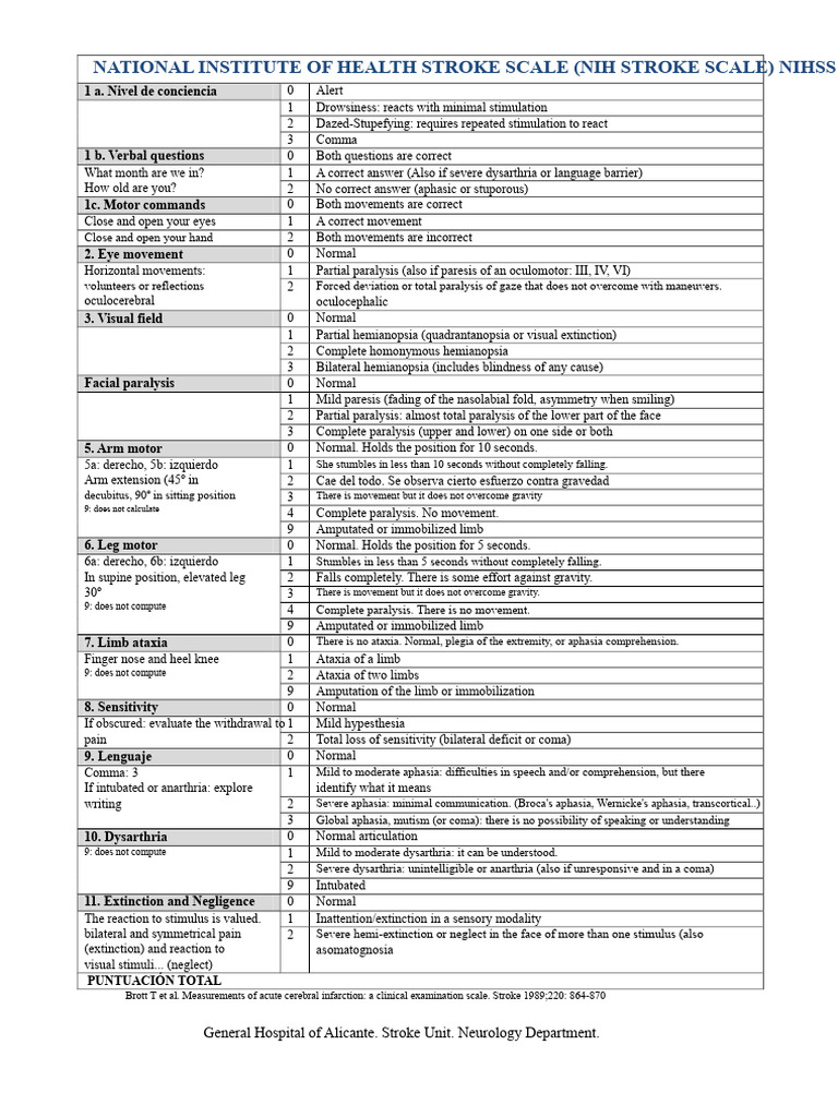 NIH Stroke Scale Assessment Guide | PDF | Neurology | Nervous System