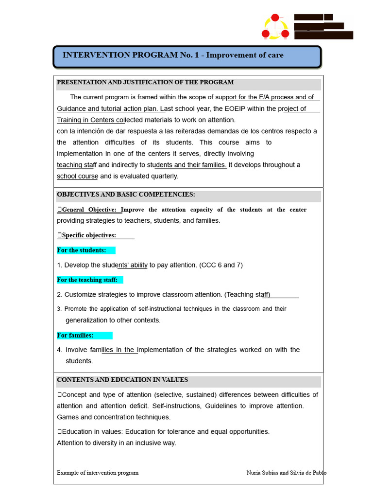 Attention Improvement Program Overview | PDF | Teachers | Attention