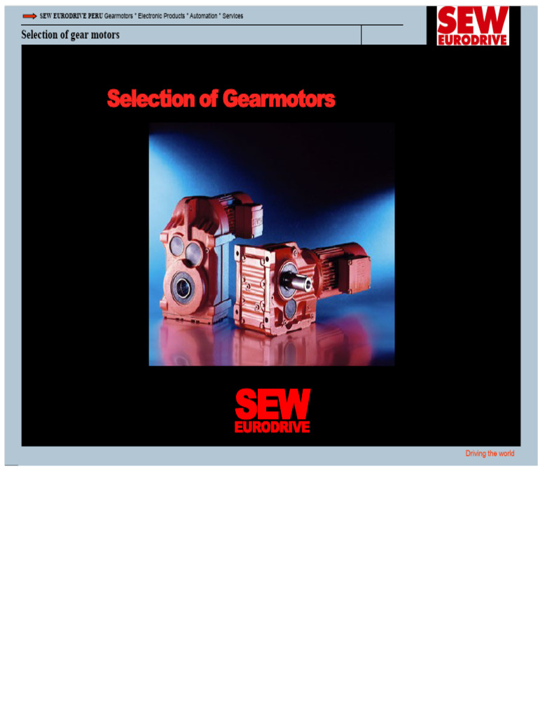 TRAINING Selection of Gear Motors | PDF | Gear | Electric Motor