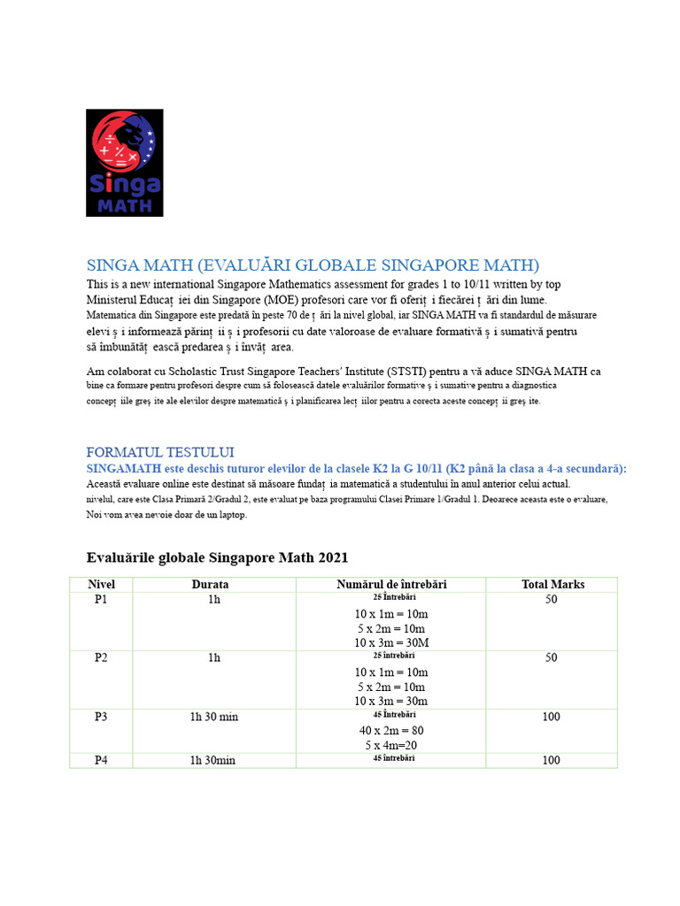 Sylabusul SINGA MATH 2021 | PDF