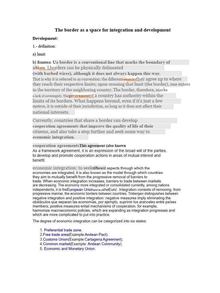 Border Integration and Economic Development | PDF | Free Trade Area ...