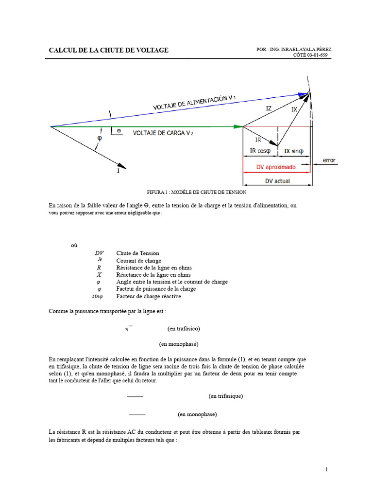 Calcul de la chute de tension en électricité PDF Transformateur — free download