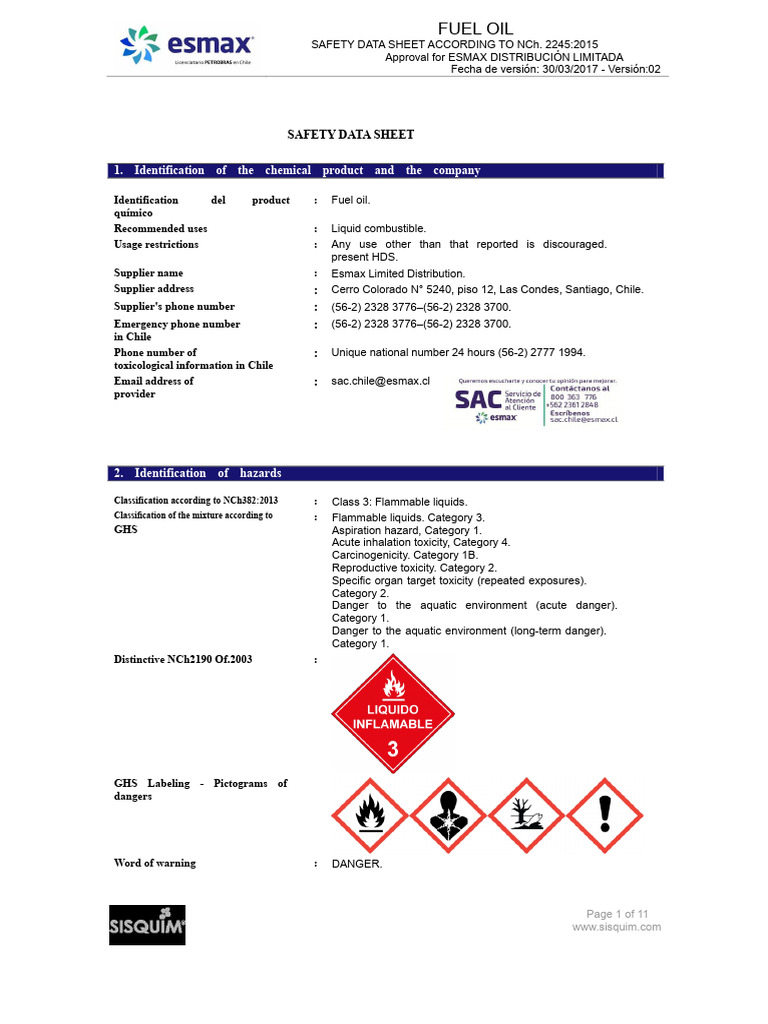 Safety Data Sheet Fuel # 6 | PDF | Dangerous Goods | Combustion