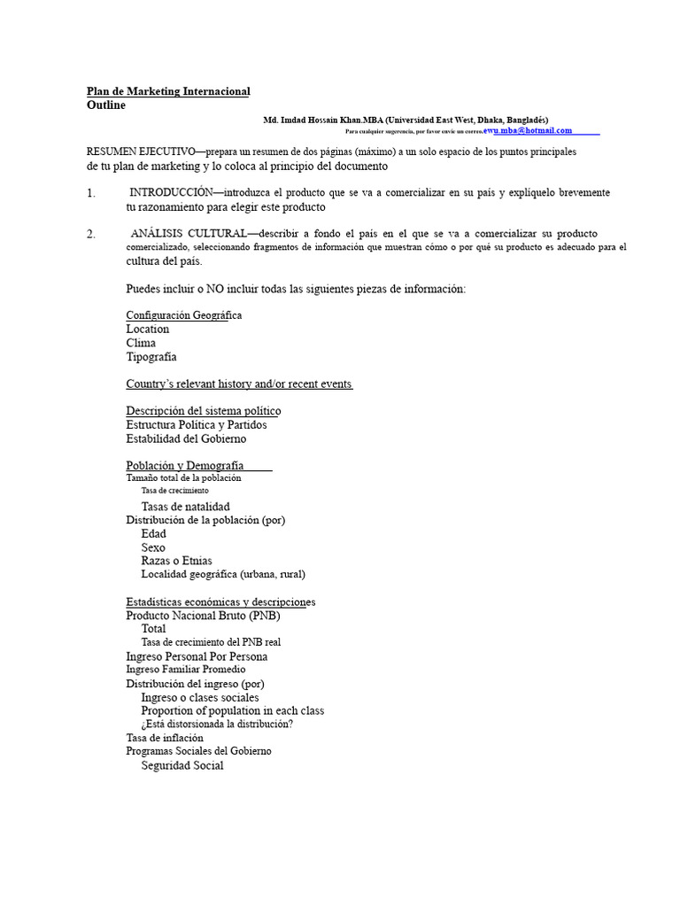 Plan de Marketing Internacional Detallado | PDF | Producto (Negocio ...