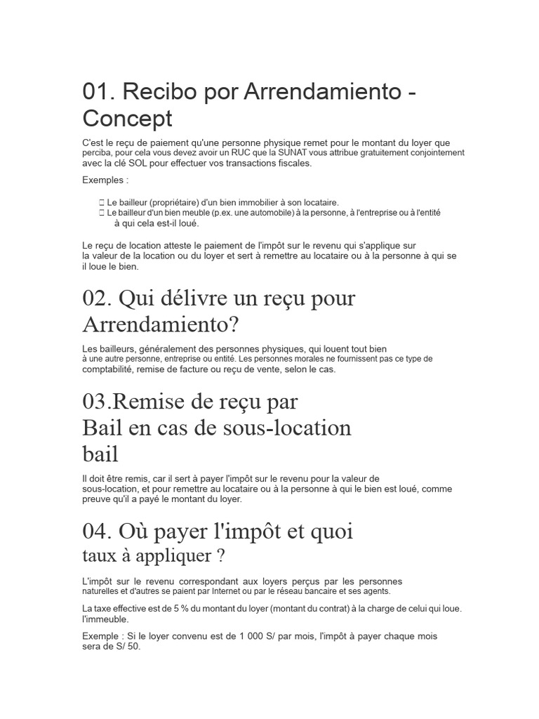 Guide du Reçu de Location et Impôts | PDF | Impôts | Location