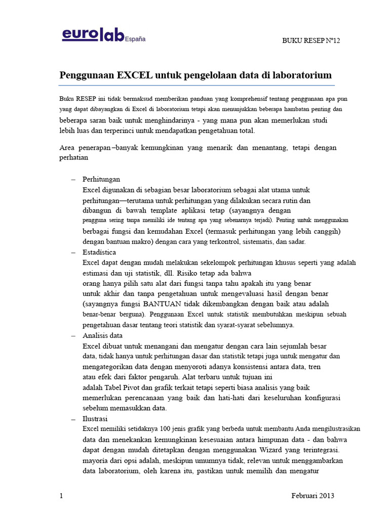 Panduan Excel untuk Laboratorium Data | PDF