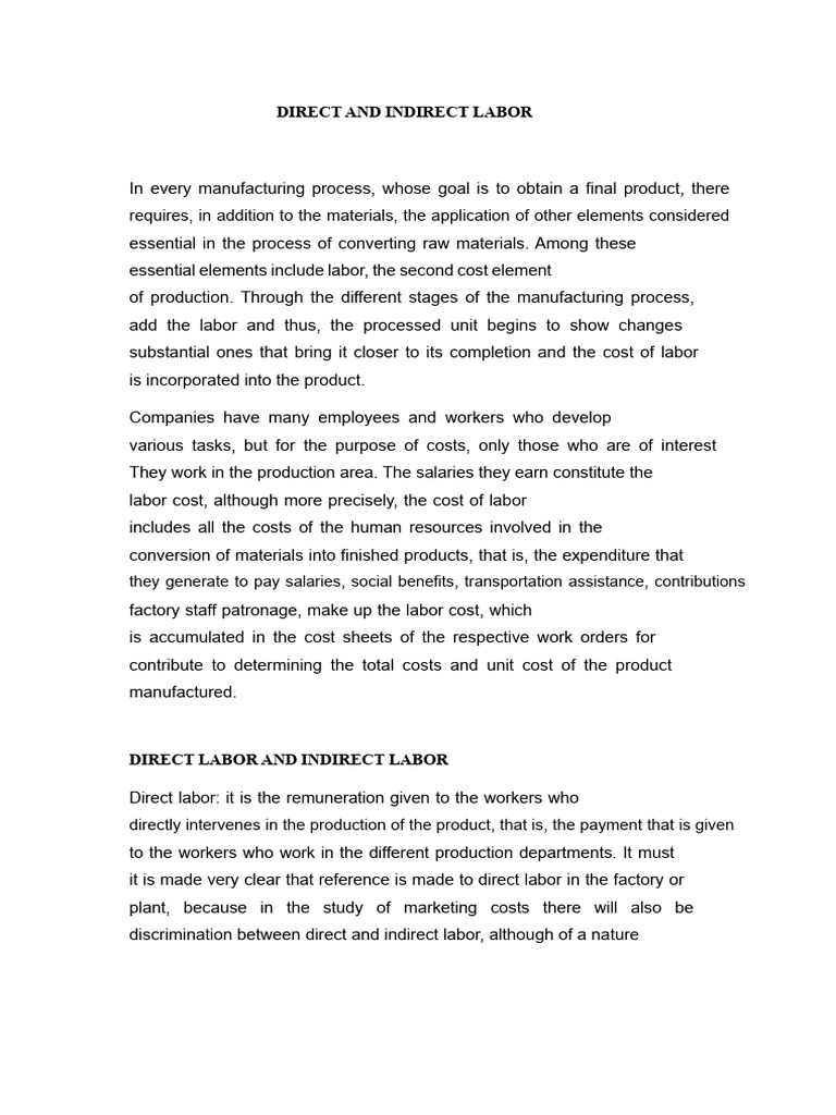 Understanding Direct and Indirect Labor Costs | PDF | Salary | Labour ...
