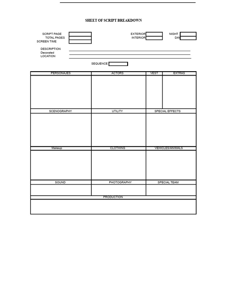 Script Breakdown Sheet Overview | PDF