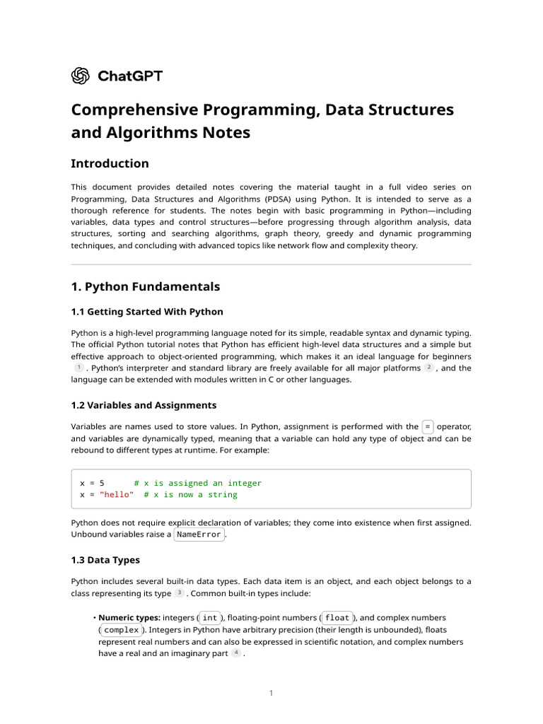 Python Programming & Data Structures Guide | PDF | Time Complexity ...