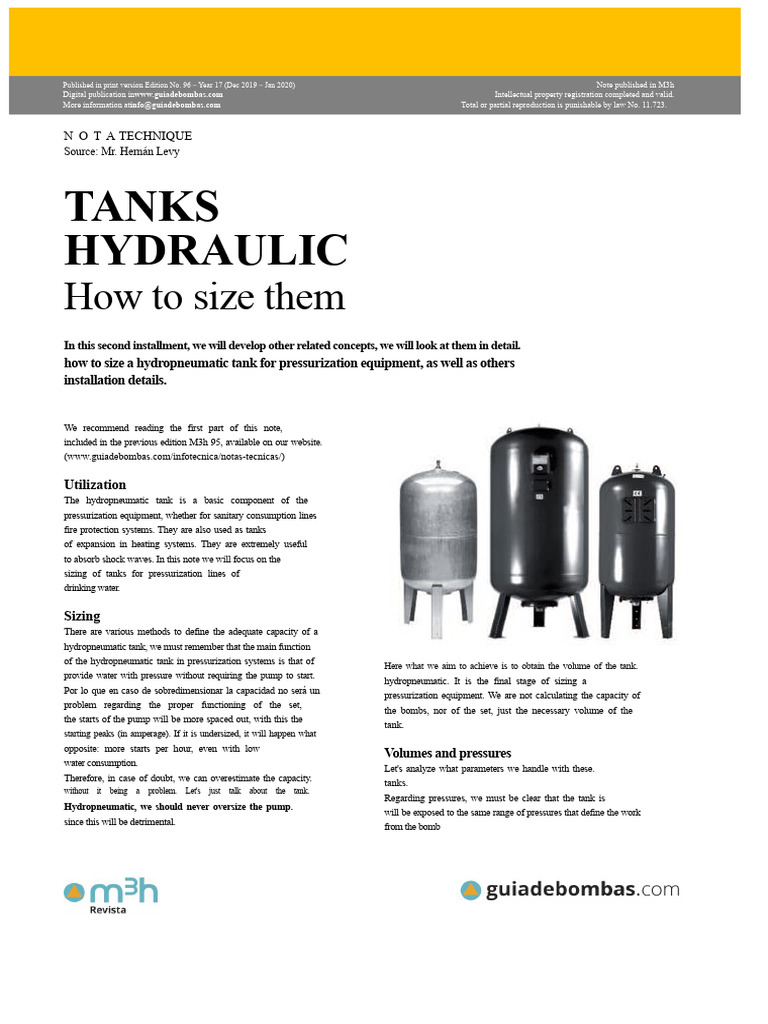 HYDRO-PNEUMATIC TANKS Sizing | PDF | Pump | Pressure