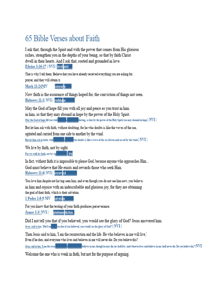 65 Bible Verses About Faith | PDF | Jesus | Assurance (Theology)