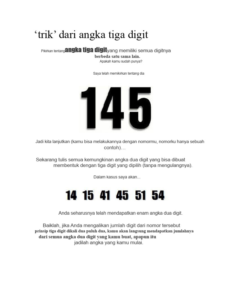 Trik Dari Sebuah Angka Tiga Digit | PDF
