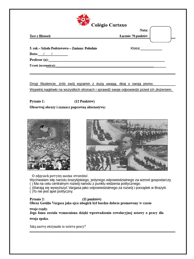 Sprawdzian Z Historii 5 Klasa | PDF