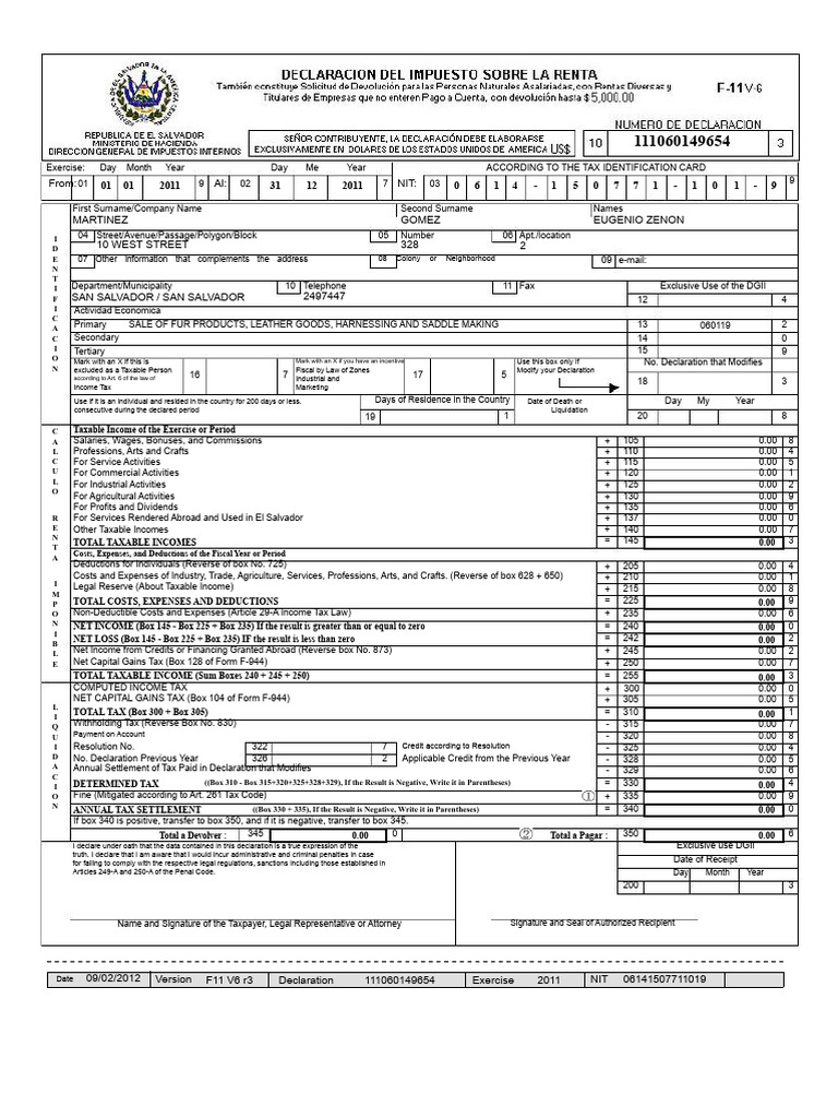 2011 Tax Declaration Form Details | PDF | Expense | Tax Deduction