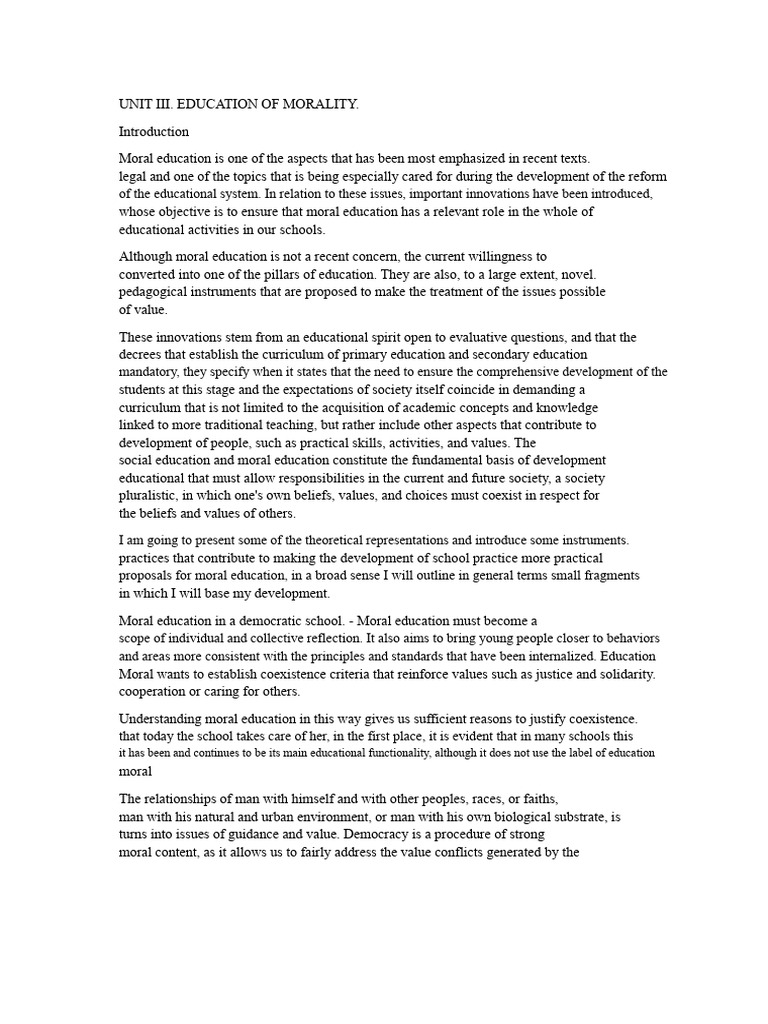 Moral Education in Modern Schools | PDF | Value (Ethics) | Morality