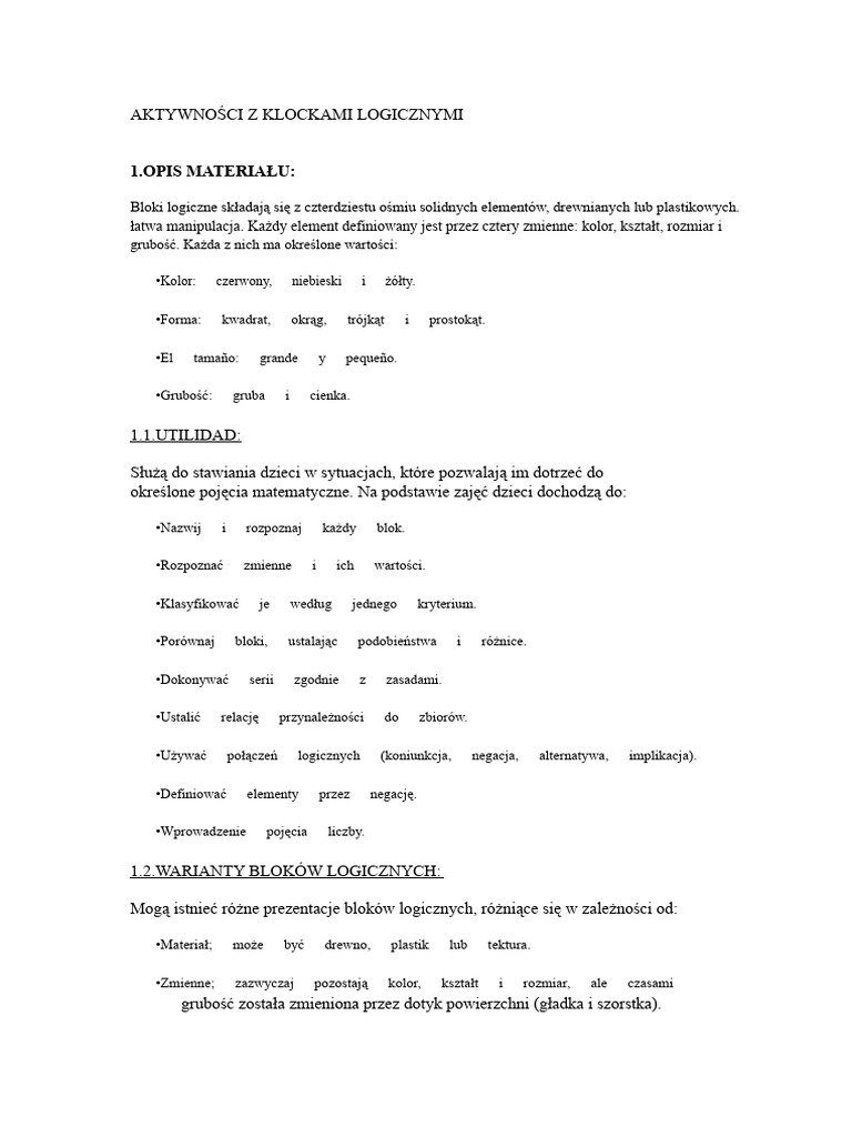 Działania Z Blokami Logicznymi | PDF