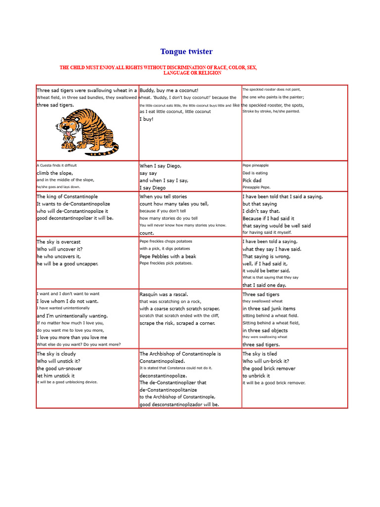 Tongue Twisters | PDF