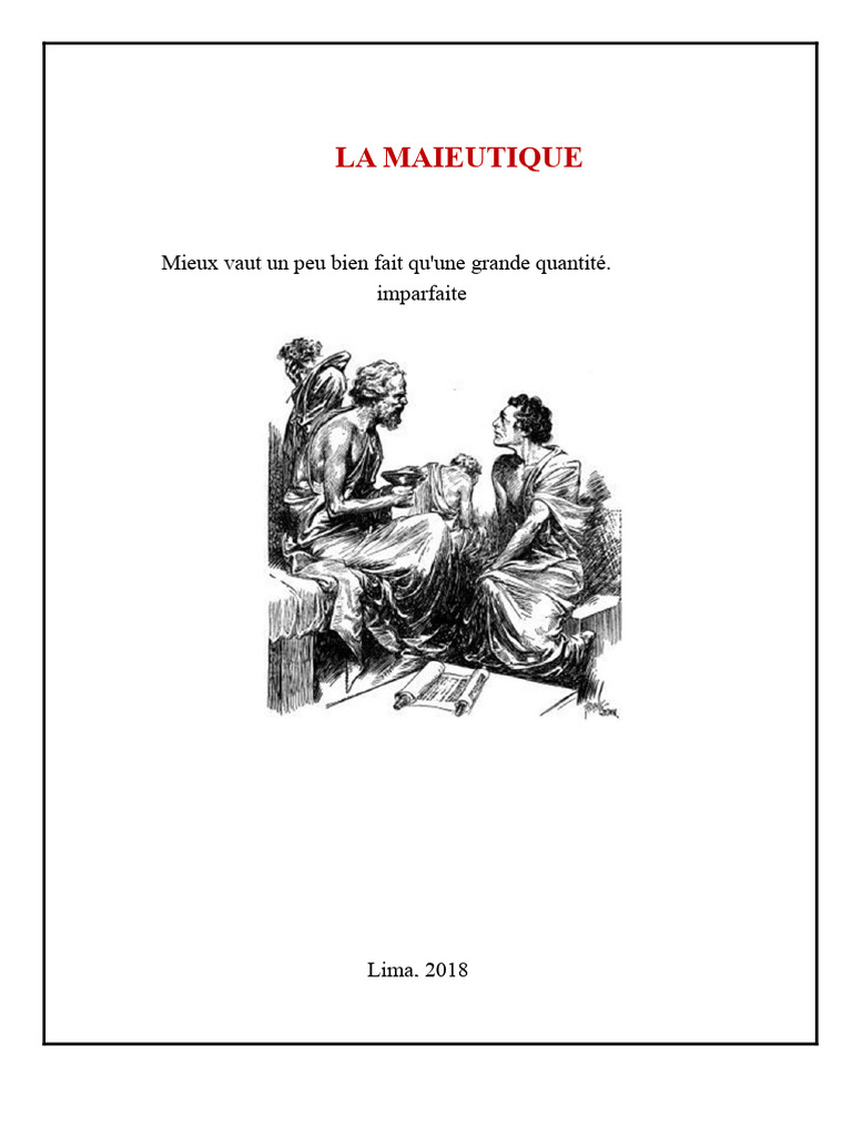 La Ma eutique M thode Socratique D Enseignement PDF Socrate Platon