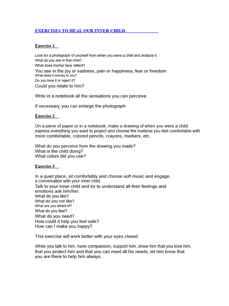 Inner Child Healing Exercises Guide | PDF