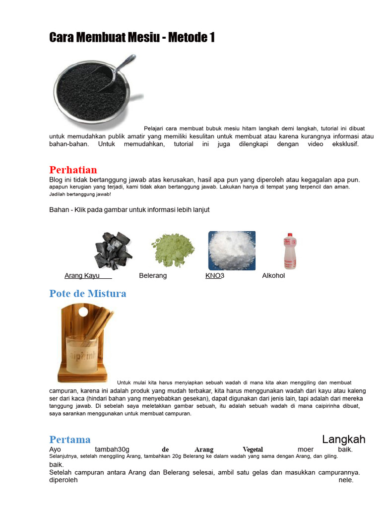 Cara Membuat Bubuk Mesiu Hitam | PDF