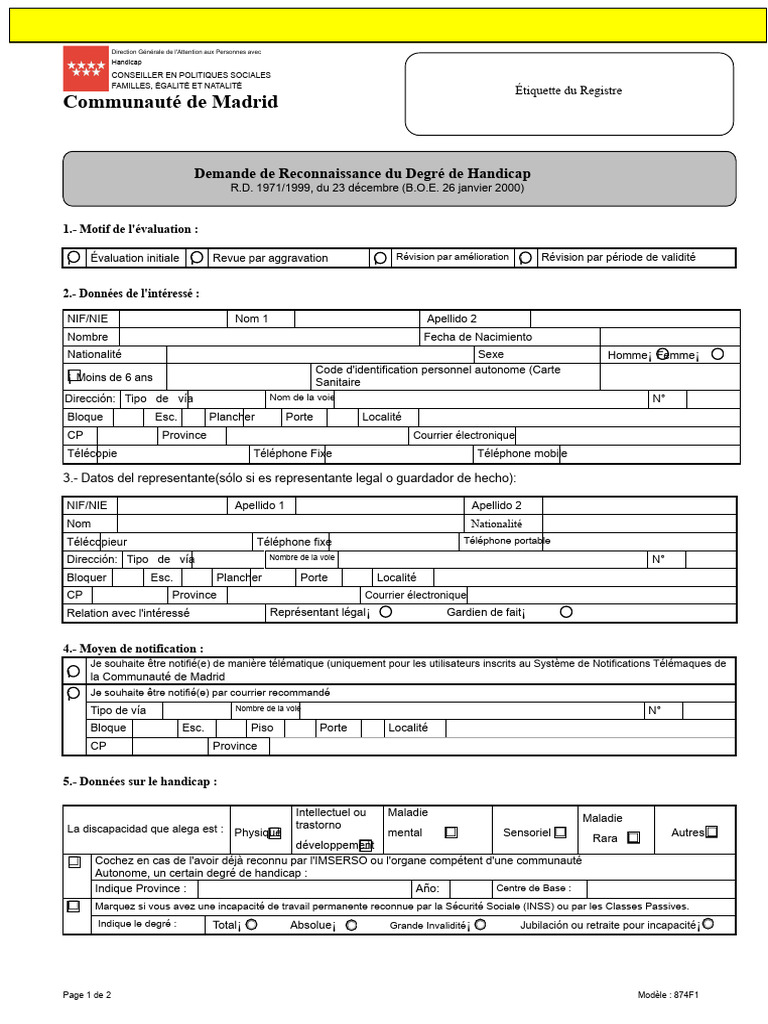 Demande de Reconnaissance de Handicap | PDF | Invalidité