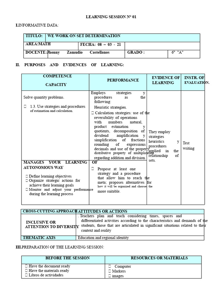Session n1 Determination of Sets | PDF | Mathematics | Arithmetic