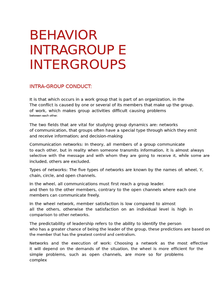 Intragroup and Intergroup Behavior | PDF | Communication | Cognition