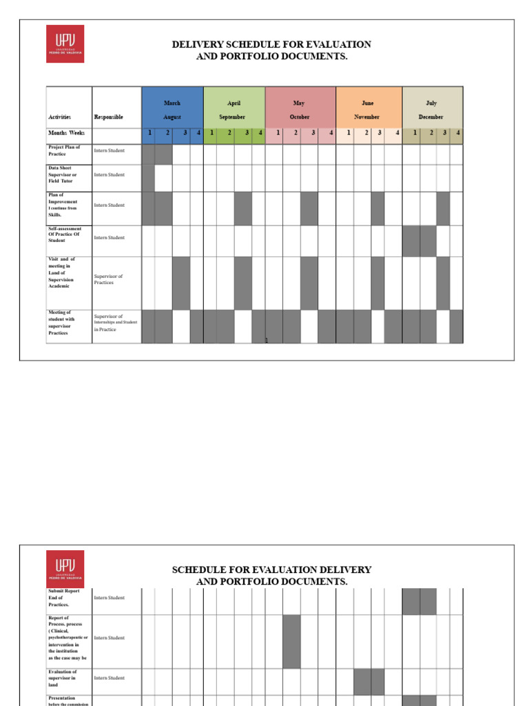 Evaluation and Portfolio Delivery Schedule | PDF