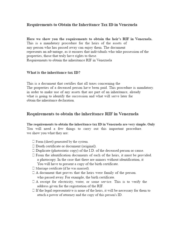 Requirements For Succession RIF | PDF | Identity Document | Inheritance