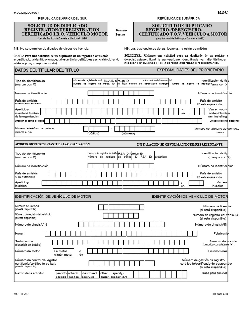 Solicitud de Duplicado de Registro Vehicular | PDF