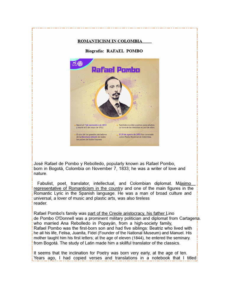 Rafael Pombo: Colombia's Romantic Poet | PDF | Colombia | Writing