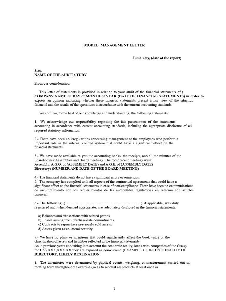 Management Letter for Financial Audit | PDF | Audit | Accounting