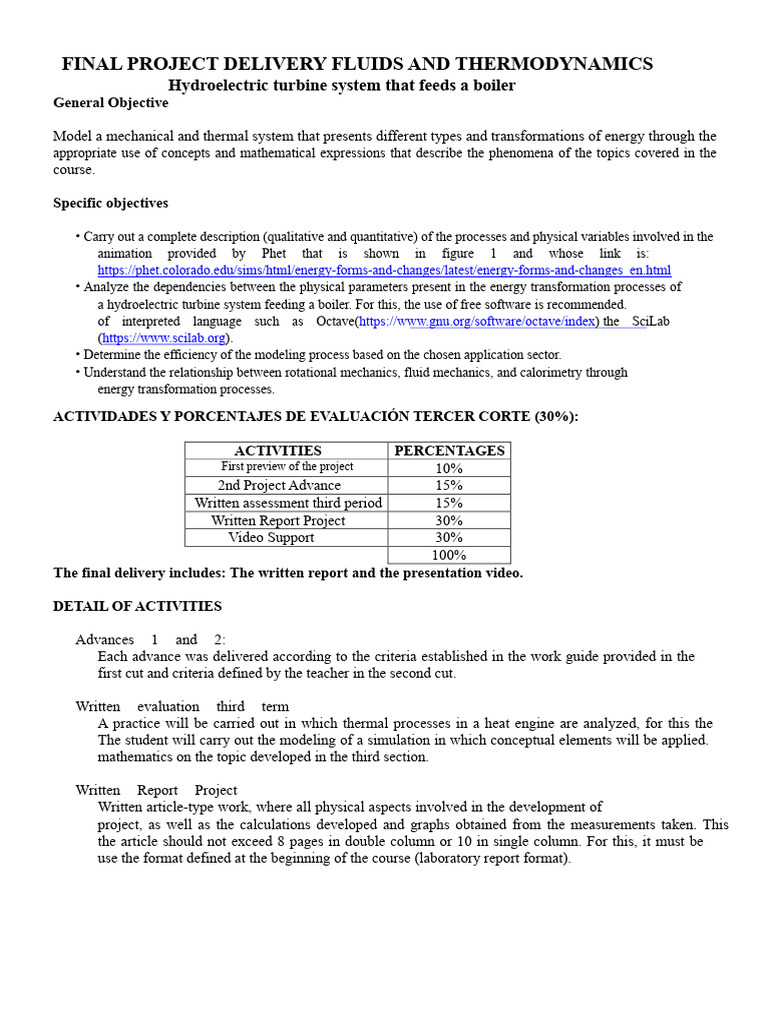 Final Project Delivery Physics Fluids and Thermodynamics 3rd Term | PDF ...