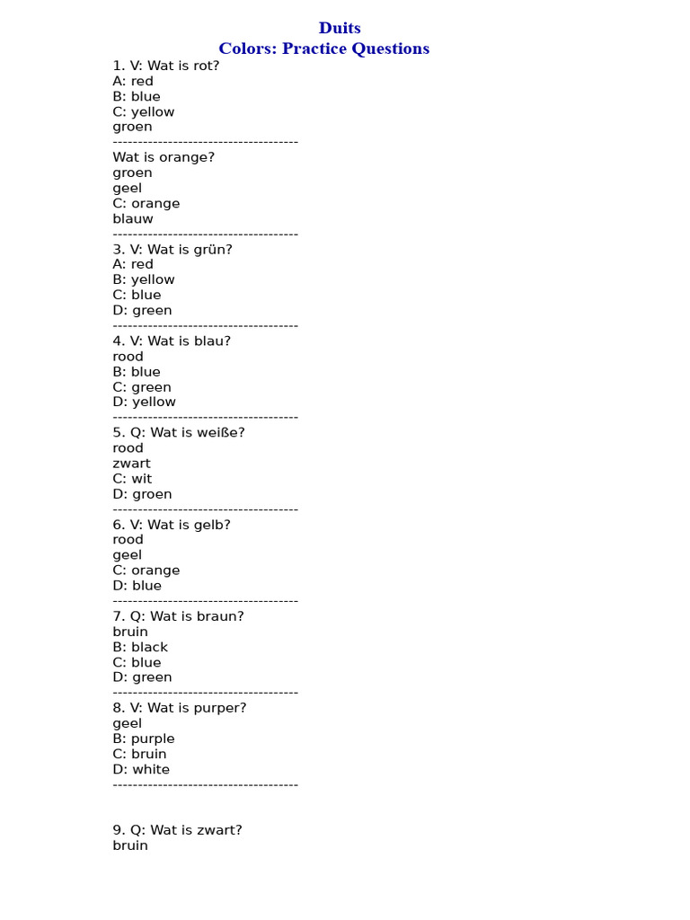 Duitse - Objectieve Vragen | PDF