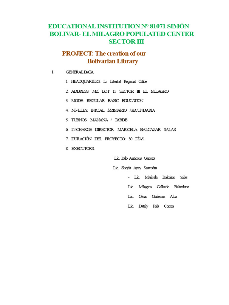 Project To Implement A School Library | PDF | Libraries | School Library