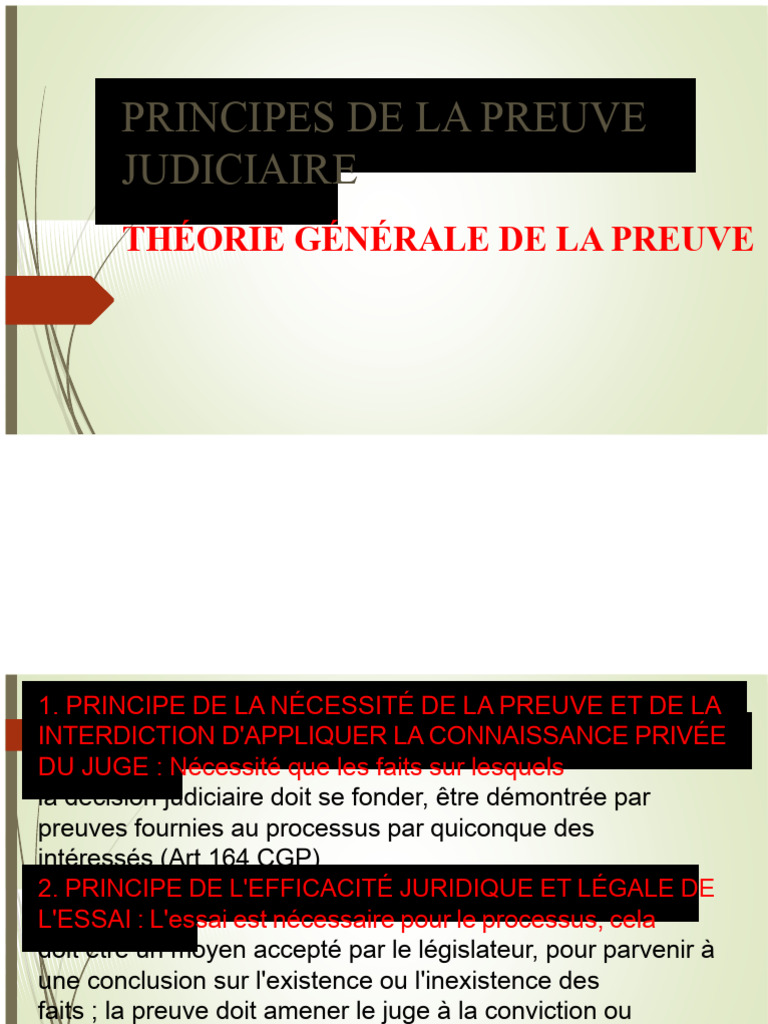Principes fondamentaux de la preuve judiciaire | PDF