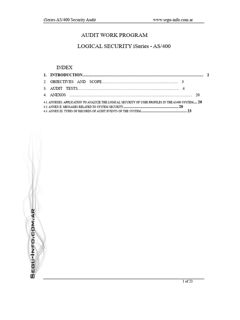 AS/400 iSeries Security Audit Guide | PDF | Audit | Password