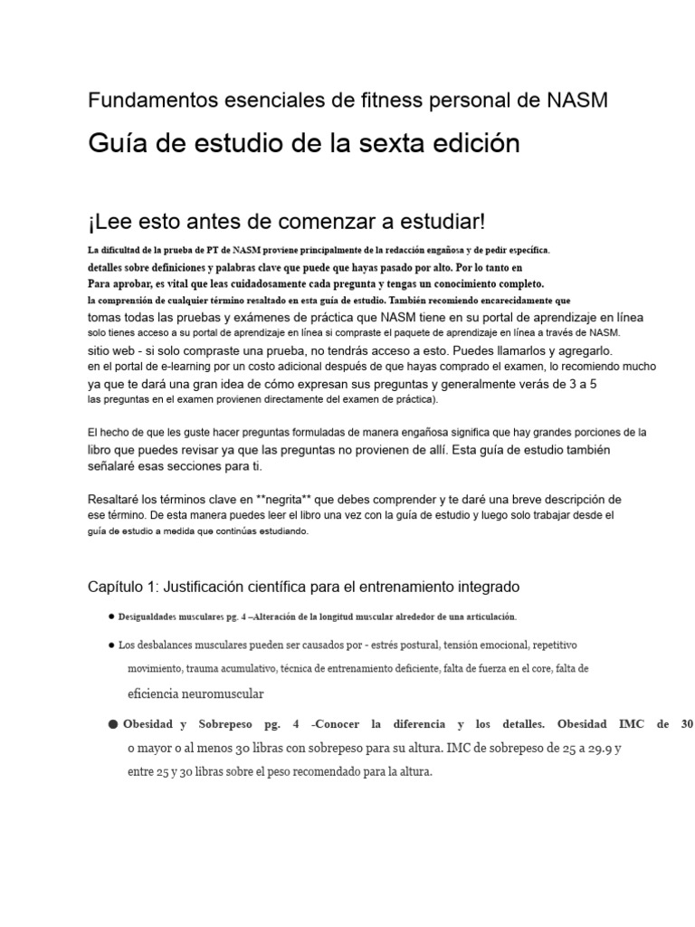 Guía de Estudio de NASM 6ta Edición | PDF | Corazón | Ventrículo (corazón)