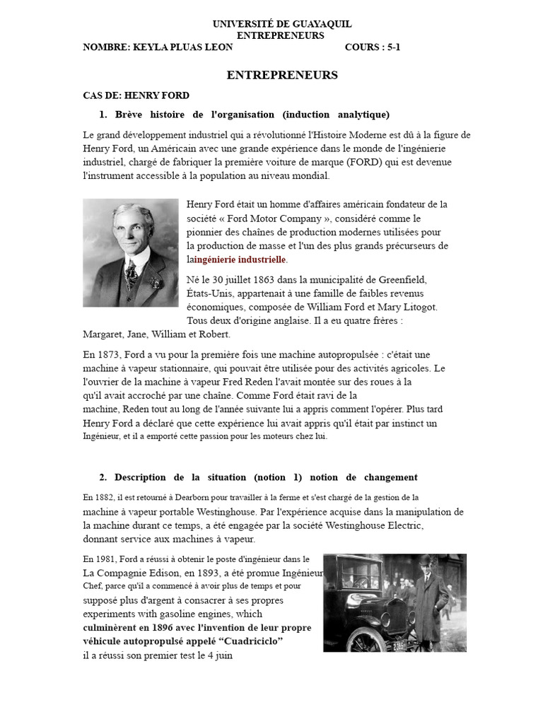 Henry Ford : Pionnier du Fordisme | PDF | Ford Motor Company ...