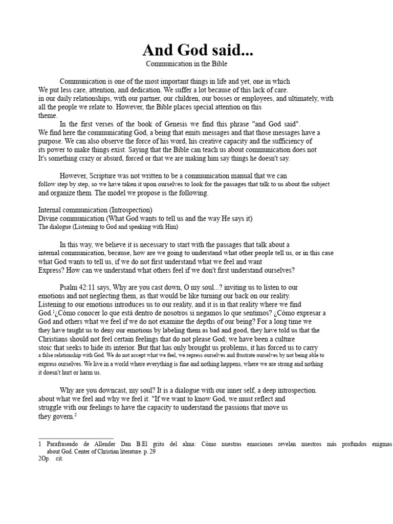 And God Said Communication in The Bible. | PDF | Genesis Creation ...
