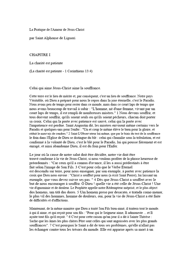 La Patience dans l'Amour de Jésus-Christ | PDF | Amour | Dieu