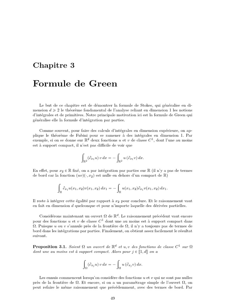 Formule de Green et intégration par parties PDF Intégral Variété — free download