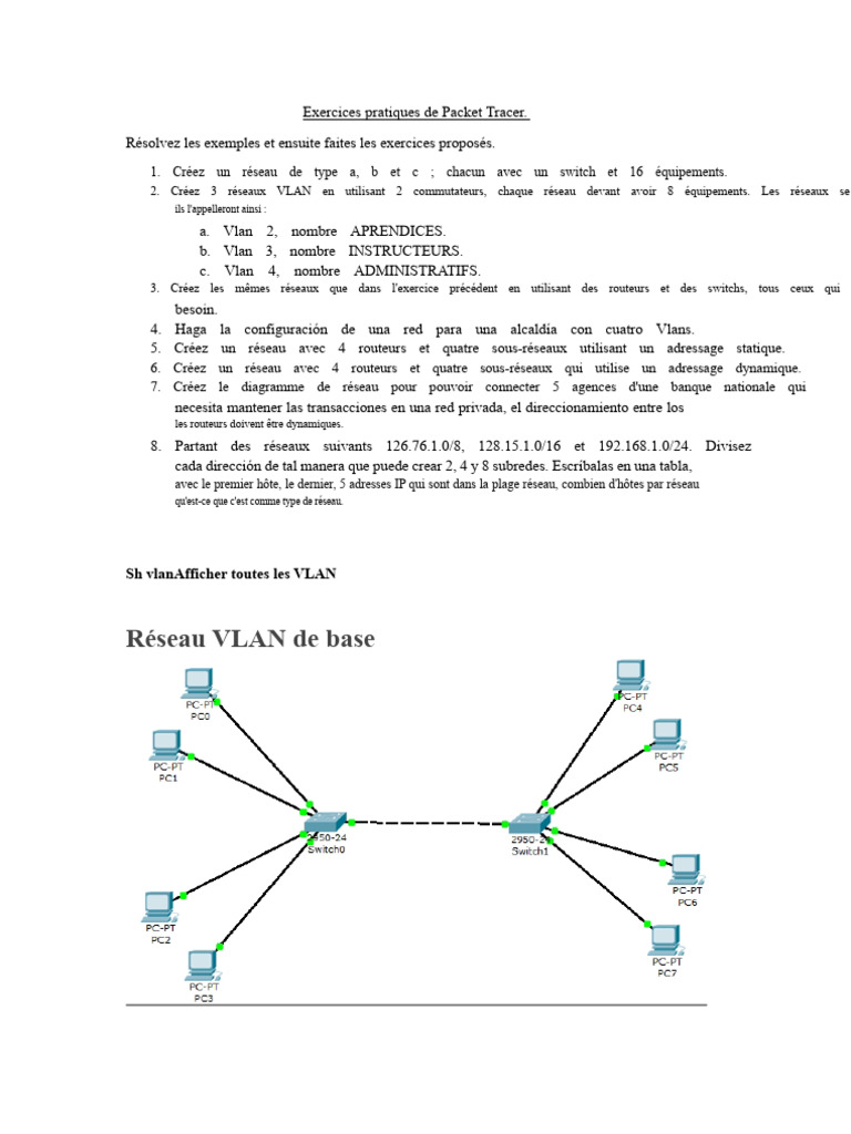 Exercices Packet Tracer | PDF | Adresse IP | Ethernet