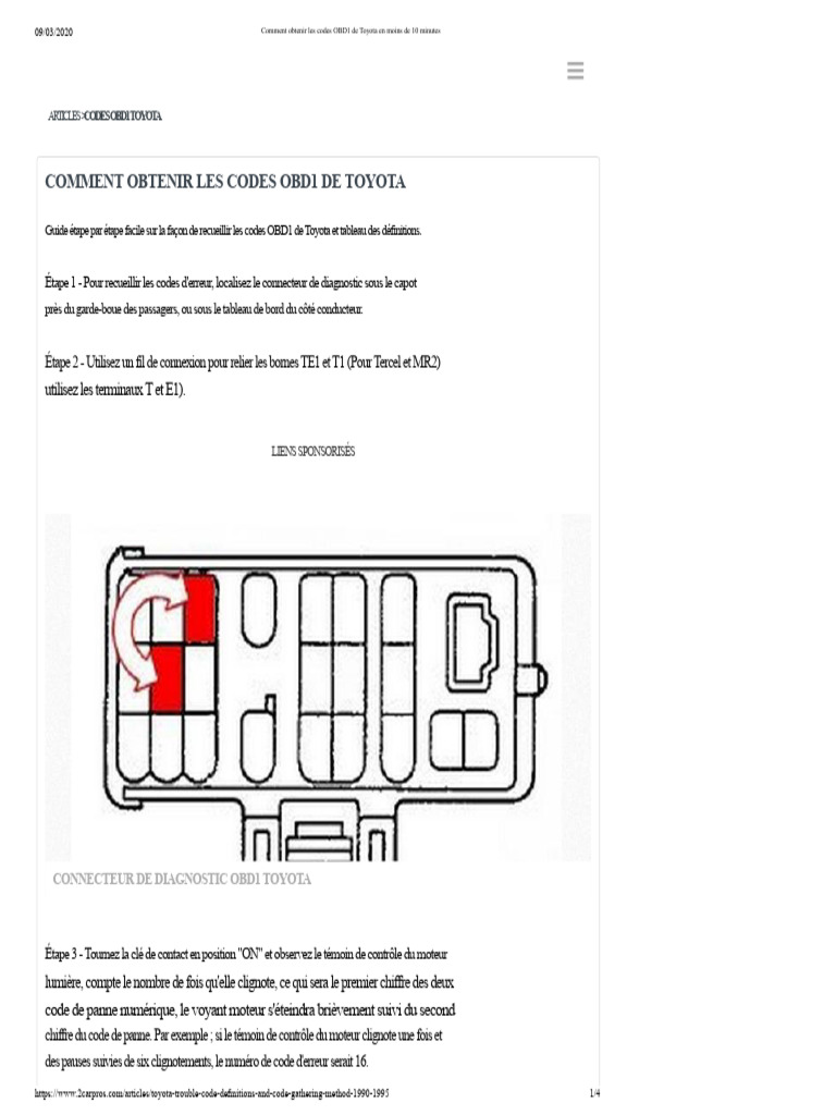Codes OBD1 Toyota : Guide rapide 10 min | PDF | Allumage