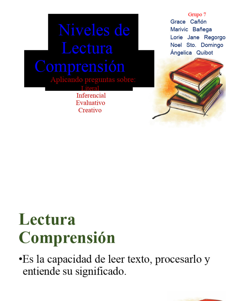 Niveles de Comprensión Lectora | PDF | Comprensión lectora | Ciencia ...