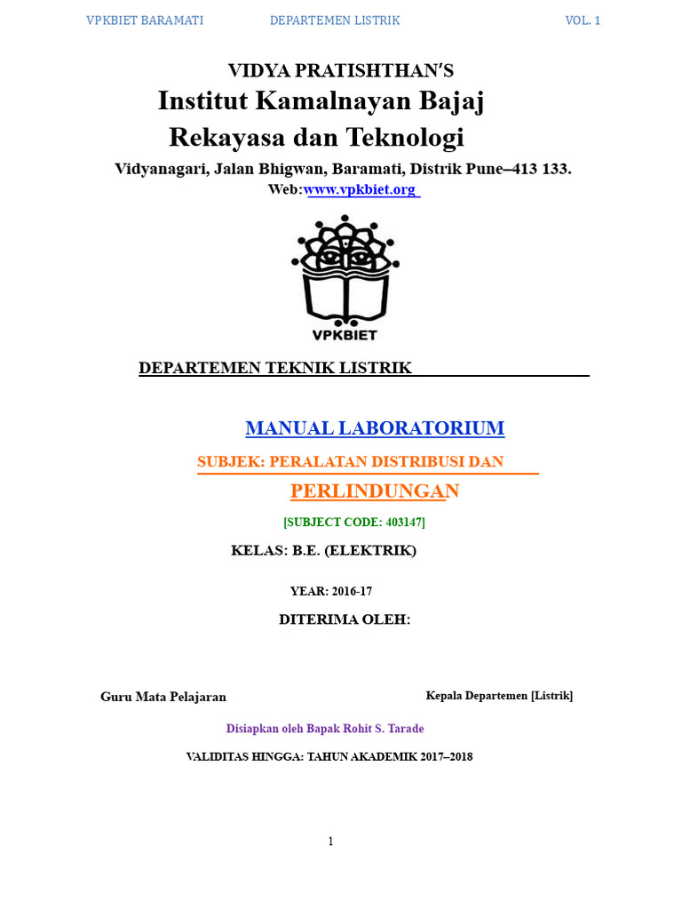 Manual Laboratorium Teknik Listrik VPKBIET | PDF