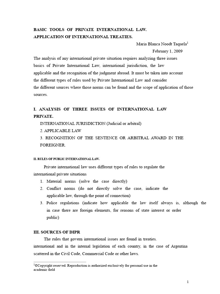 Private International Law Essentials | PDF | Treaty | Ratification