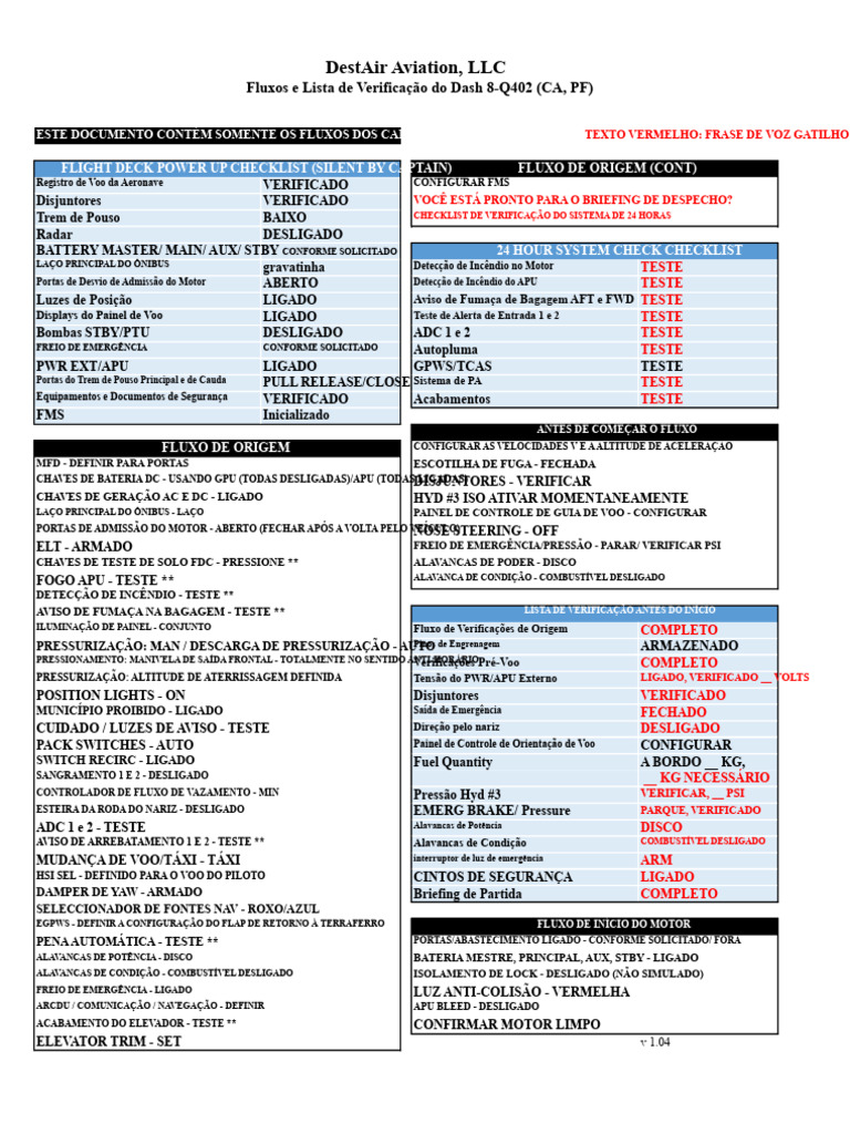 Checklist de Verificação Dash 8-Q402 | PDF | Flap (Aeronáutica) | Motores